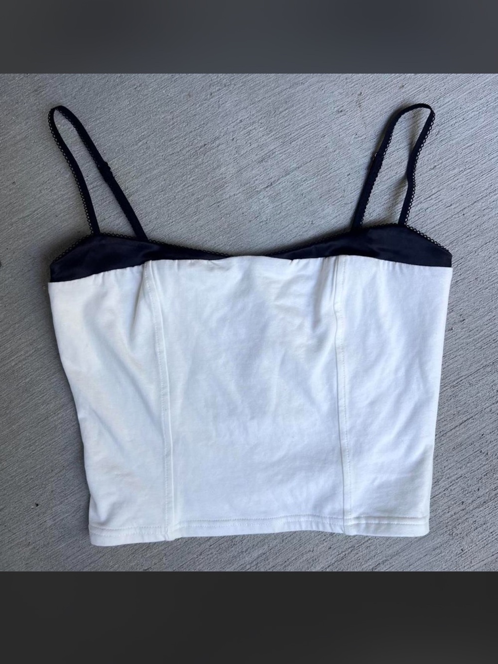 Altar'd State White Crop Cami with Black Trim